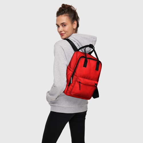 Женский рюкзак 3D Ярко красный с текстурой мрамора - фото 3