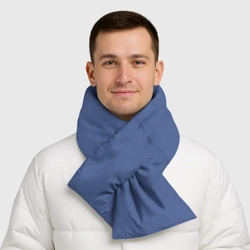 Шарф-пуховик 3D Приглушенный синий текстурированный - фото 2