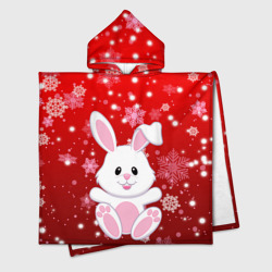 Весёлый кролик в снежинках – Детское полотенце-пончо с капюшоном 3D с принтом купить со скидкой в -16%