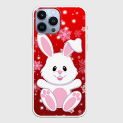 Чехол для iPhone 13 Pro Max Весёлый кролик в снежинках