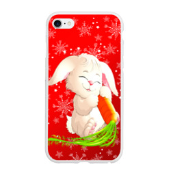 Чехол для iPhone 6/6S матовый Весёлый кролик с морковкой