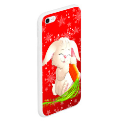 Чехол для iPhone 6/6S матовый Весёлый кролик с морковкой - фото 2