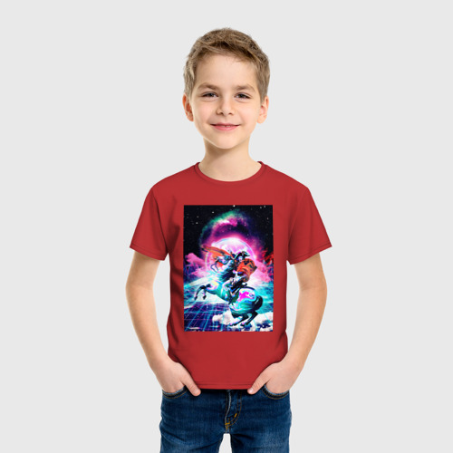 Детская футболка хлопок с принтом Кибер Наполеон, фото на моделе #1
