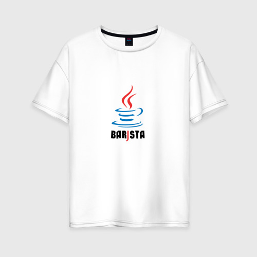 Женская футболка хлопок Oversize Barista Java, цвет белый