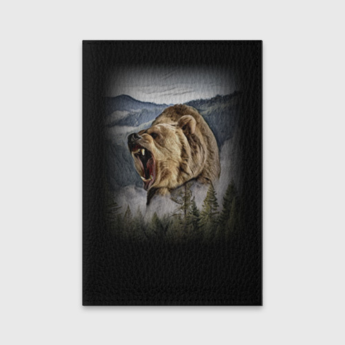 Обложка для паспорта матовая кожа Медведь - дух тайги