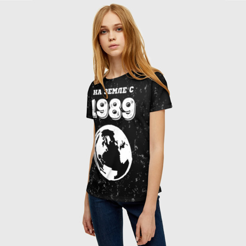 Женская футболка 3D с принтом На Земле с 1989: краска на темном, фото на моделе #1