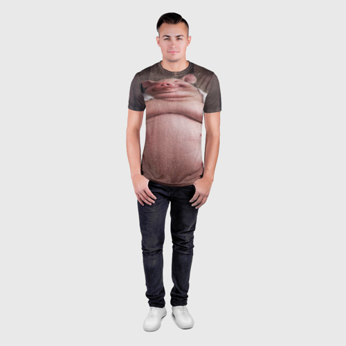 Мужская футболка 3D Slim Свинья сидит в сауне кайфует, цвет 3D печать - фото 4