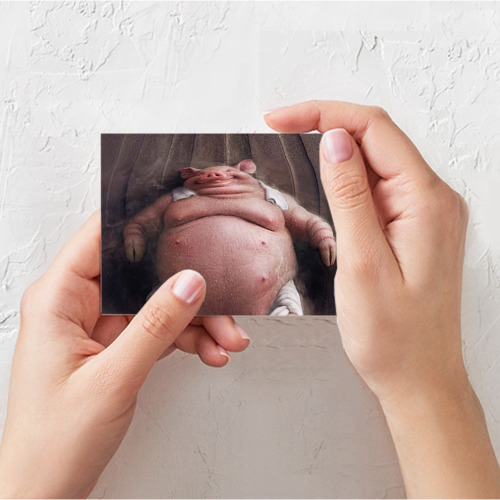 Поздравительная открытка Свинья сидит в сауне кайфует, цвет белый - фото 3