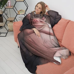 Плед с рукавами Свинья сидит в сауне кайфует - фото 2