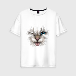 Женская футболка хлопок Oversize The cat winks