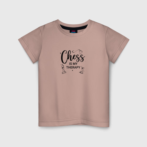 Детская футболка хлопок с принтом Chess is my therapy black, вид спереди #2