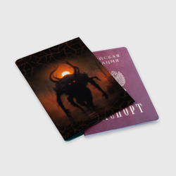 Обложка для паспорта матовая кожа Болотный демон осматривающий свои владения на закате - фото 2