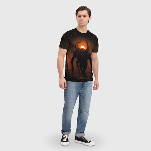 Мужская футболка 3D Болотный демон осматривающий свои владения на закате, цвет 3D печать - фото 5
