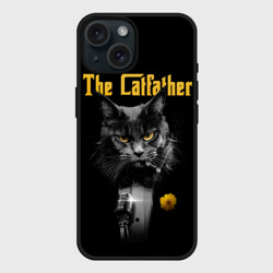 Чехол силиконовый для Apple iPhone 15 матовый Крестный отец-кот