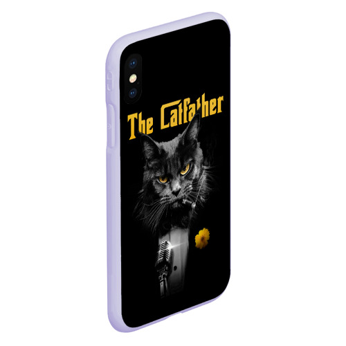 Чехол для iPhone XS Max матовый с принтом Крестный отец-кот, вид сбоку #3