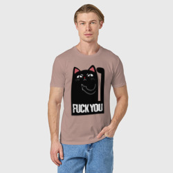 Мужская футболка хлопок Black cat - fuck you - фото 2