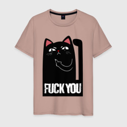 Мужская футболка хлопок Black cat - fuck you