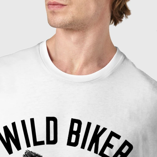 Мужская футболка хлопок с принтом Дикий байкер кабан, фото #4