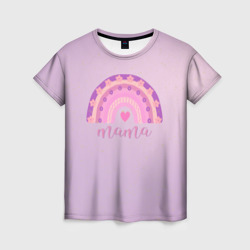 Женская футболка 3D Мама с радугой и сердцем