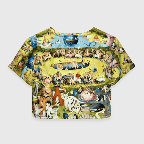 Женская футболка Crop-top 3D Земные наслаждения - картина Босха, цвет 3D печать - фото 2