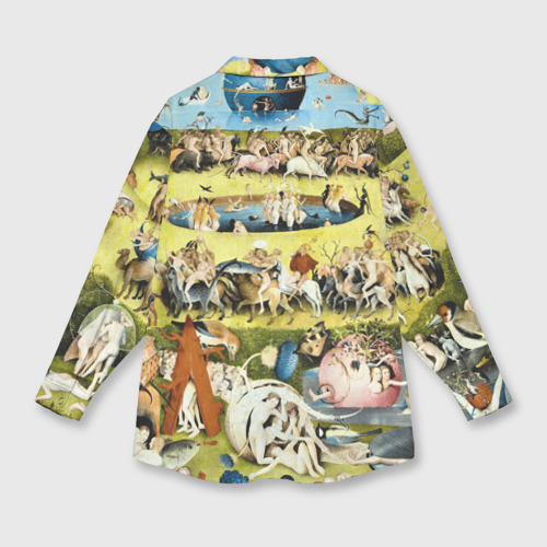 Мужская рубашка oversize 3D с принтом Земные наслаждения - картина Босха, вид сзади #1