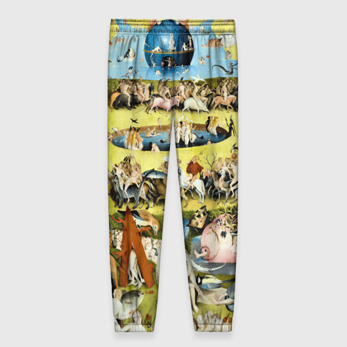 Женские брюки 3D с принтом Земные наслаждения - картина Босха, вид сзади #1