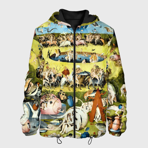 Мужская куртка 3D с принтом Земные наслаждения - картина Босха, вид спереди #2
