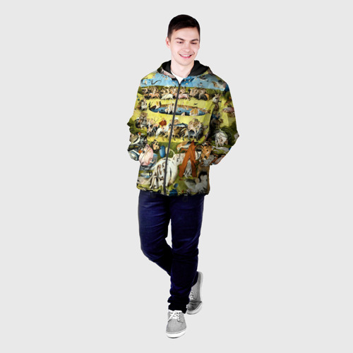 Мужская куртка 3D с принтом Земные наслаждения - картина Босха, фото на моделе #1