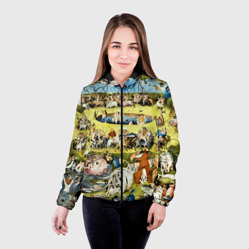 Женская куртка 3D с принтом Земные наслаждения - картина Босха, фото на моделе #1