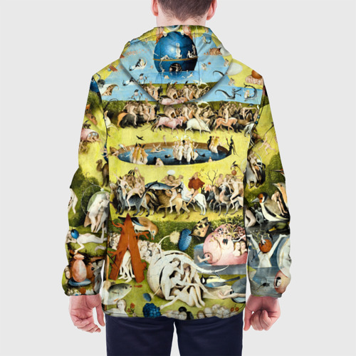 Мужская куртка 3D с принтом Земные наслаждения - картина Босха, вид сзади #2