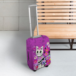 Чехол для чемодана 3D Зеленоглазый котенок в цветах - фото 2