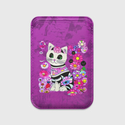 Картхолдер Magsafe магнитный Зеленоглазый котенок в цветах