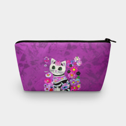 Косметичка 3D Зеленоглазый котенок в цветах