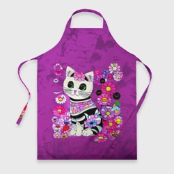 Фартук 3D Зеленоглазый котенок в цветах