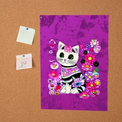 Постер Зеленоглазый котенок в цветах - фото 2