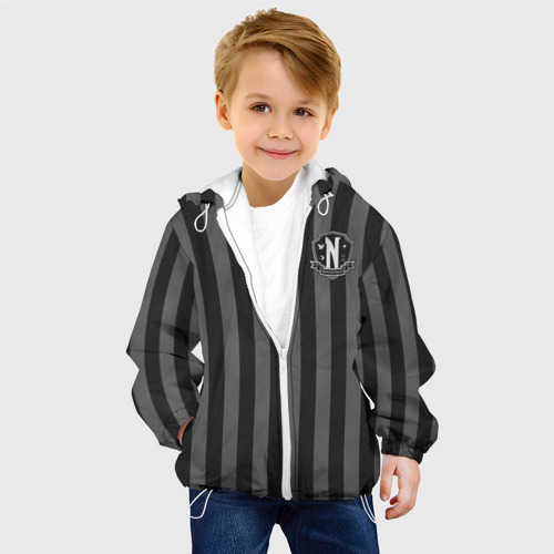 Детская куртка 3D Форма  Уэнсдей Аддамс Nevermore academy, цвет белый - фото 3