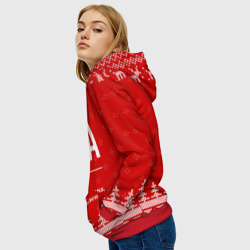 Толстовка с принтом Новогодняя Елена: свитер с оленями для женщины, вид на модели спереди №3. Цвет основы: красный