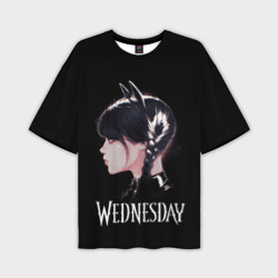 Мужская футболка oversize 3D Wednesday кошка