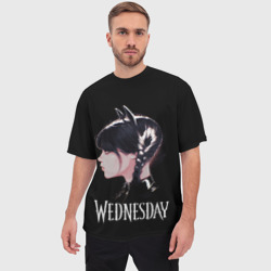 Мужская футболка oversize 3D Wednesday кошка - фото 2