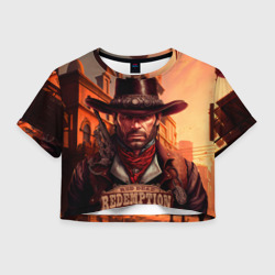 Женская футболка Crop-top 3D Red Dead Redemption 2 в стиле Стимпанк