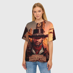 Женская футболка oversize 3D Red Dead Redemption 2 в стиле Стимпанк - фото 2