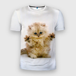 Мужская футболка 3D Slim Котёнок породы манчкин