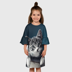 Детское платье 3D Милый любопытный котёнок - фото 2