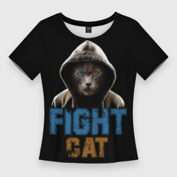 Женская футболка 3D Slim Бойцовский клуб : бойцовский кот