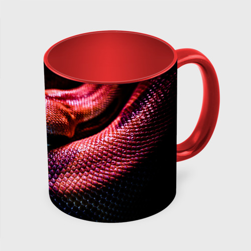 Кружка с полной запечаткой Яркая змея, цвет белый + красный - фото 3