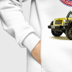 Худи с принтом Chrysler jeep wrangler rubicon для женщины, вид на модели спереди №6. Цвет основы: белый