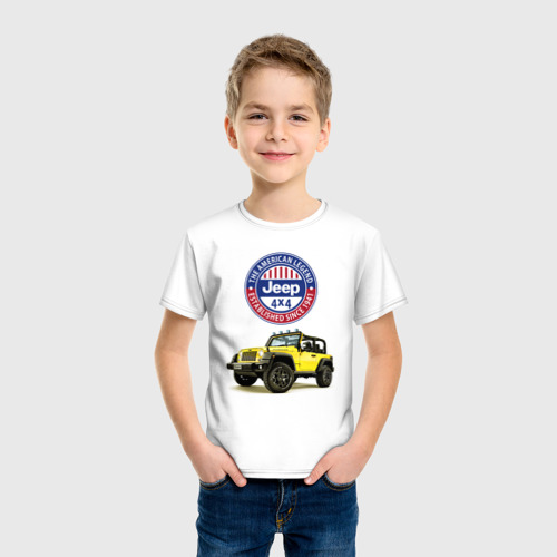 Детская футболка хлопок Chrysler jeep wrangler rubicon , цвет белый - фото 3