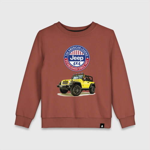Детский свитшот хлопок Chrysler jeep wrangler rubicon , цвет кирпичный