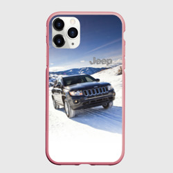 Чехол для iPhone 11 Pro Max матовый Chrysler Jeep Cherokee в горах зимой