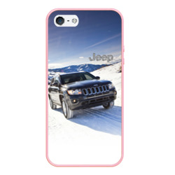 Чехол для iPhone 5/5S матовый Chrysler Jeep Cherokee в горах зимой